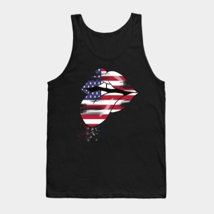 Red, White and Blue USA Mouth Tank Top